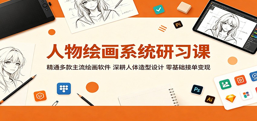 人物绘画系统研习课：精通多款主流绘画软件，深耕人体造型设计，零基础接单变现-青禾学社