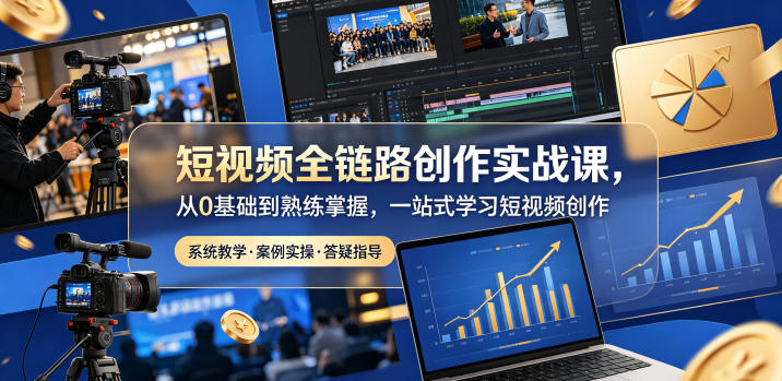 短视频全链路创作实战课,从0基础到熟练掌握,一站式学习短视频创作-青禾学社