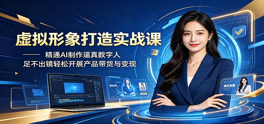 虚拟形象打造实战课：精通AI制作逼真数字人，足不出镜轻松开展产品带货与变现-青禾学社