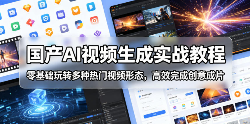 国产AI视频生成实战教程，零基础玩转多种热门视频形态，高效完成创意成片-青禾学社