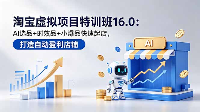 淘宝虚拟项目特训班16.0：AI选品+时效品+小爆品快速起店，打造自动盈利店铺-青禾学社