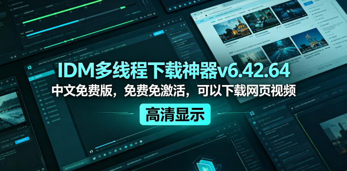 IDM多线程下载神器v6.42.64中文免费版,免费免激活,可以下载网页视频(例如飞书文档内的视频)-青禾学社