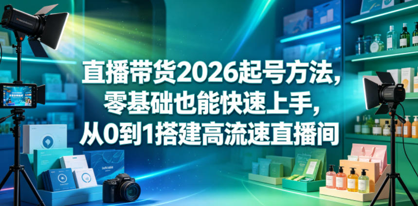 直播带货2026起号方法,零基础也能快速上手,从0到1搭建高流速直播间-青禾学社