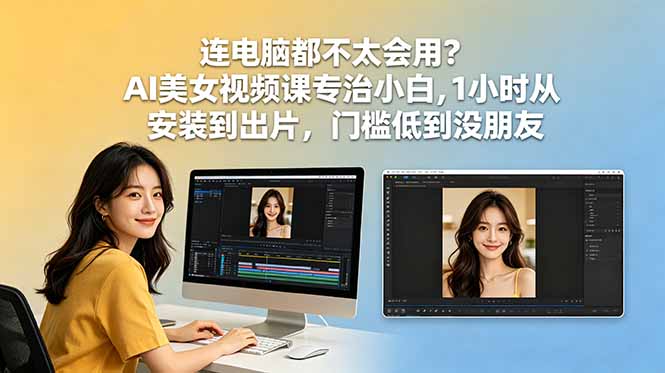 连电脑都不太会用?AI美女视频课专治小白,1小时从安装到出片,门槛低到没朋友-青禾学社