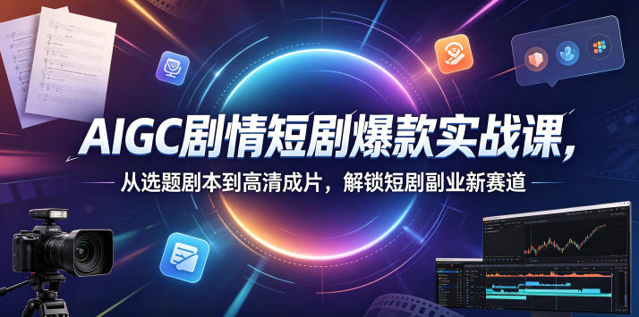 AIGC剧情短剧爆款实战课,从选题剧本到高清成片,解锁短剧副业新赛道-青禾学社