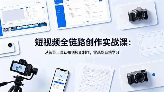 短视频全链路创作实战课:从智能工具认知到短剧制作,零基础系统学习-青禾学社