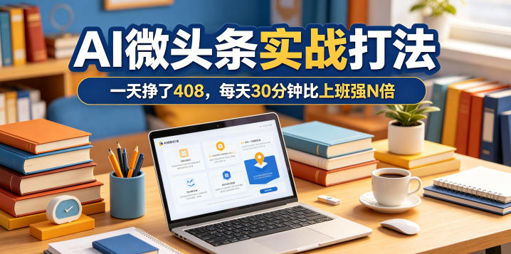 一天挣了408,AI微头条实战打法,每天30分钟比上班强N倍-青禾学社