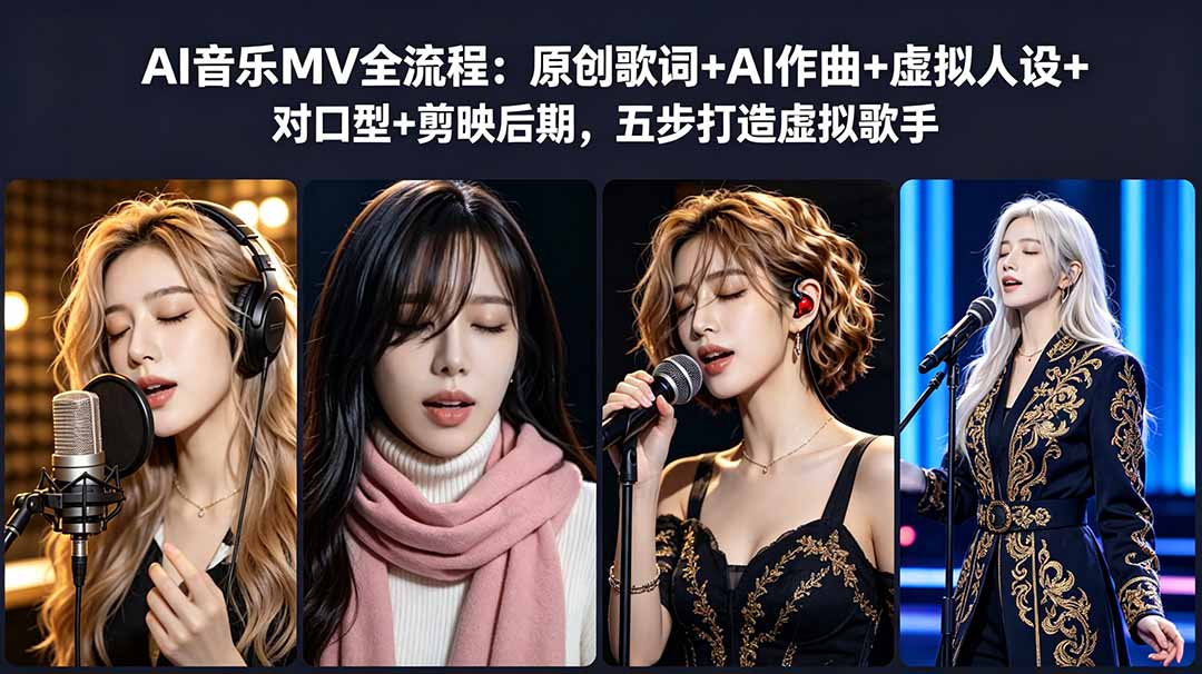 AI音乐MV全流程：原创歌词+AI作曲+虚拟人设+对口型+剪映后期，五步打造虚拟歌手-青禾学社