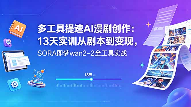 多工具提速AI漫剧创作：13天实训从剧本到变现，SORA即梦wan2-2全工具实战-青禾学社