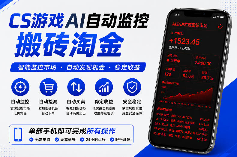 CS游戏AI自动监控搬砖淘金，稳定运行多年，支持任何形式验证，日入300+【揭秘】-青禾学社