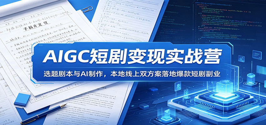 AIGC短剧变现实战营：选题剧本与AI制作，本地线上双方案落地爆款短剧副业-青禾学社