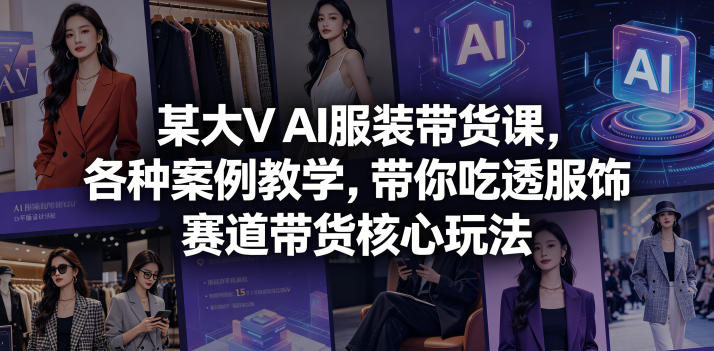 某大V AI服装带货课，各种案例教学，带你吃透服饰赛道带货核心玩法-青禾学社