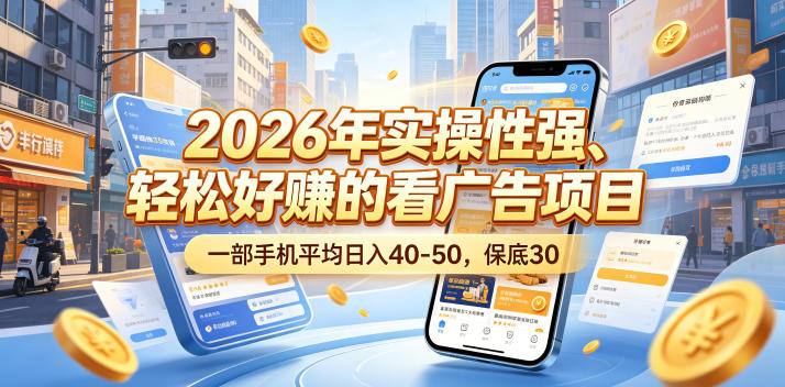 2026年实操性强、轻松好賺的看广告项目,一部手机平均日入40-50,保底30米【揭秘】-青禾学社