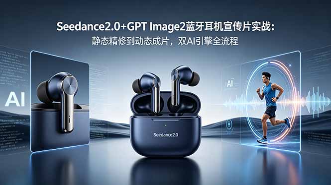 Seedance2.0+GPT Image2蓝牙耳机宣传片实战:静态精修到动态成片,双AI引擎全流程-青禾学社