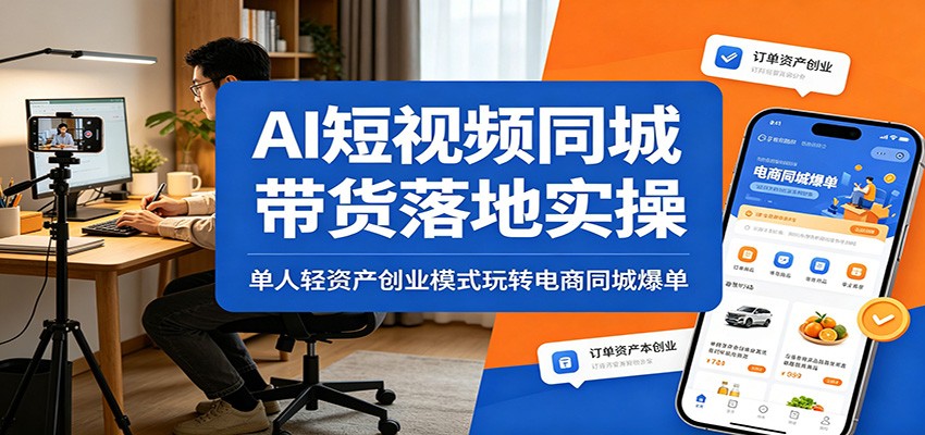 AI短视频同城带货落地实操：单人轻资产创业模式玩转电商同城爆单-青禾学社