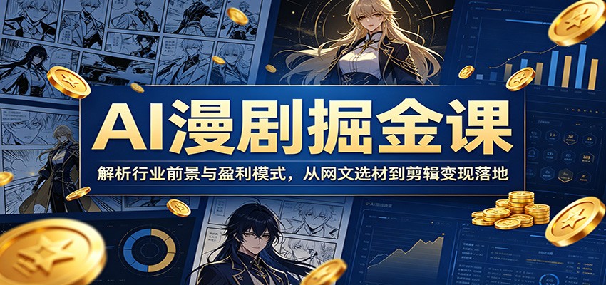 AI漫剧掘金课：解析行业前景与盈利模式，从网文选材到剪辑变现落地-青禾学社
