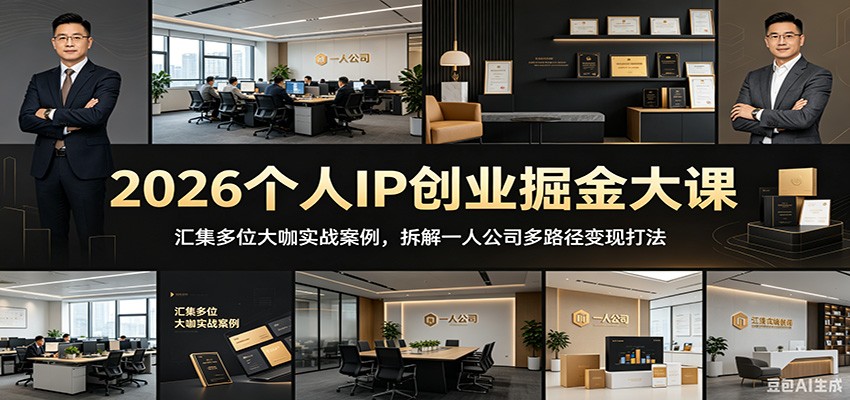 2026个人IP创业掘金大课：汇集多位大咖实战案例，拆解一人公司多路径变现打法-青禾学社