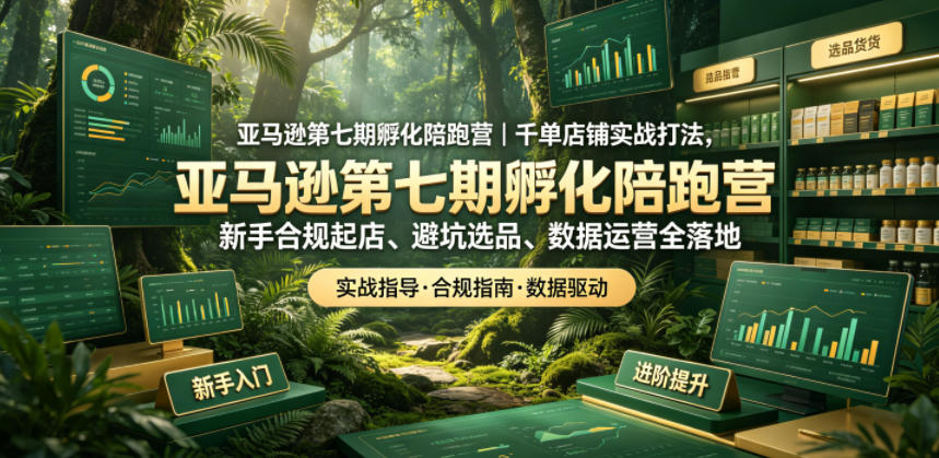 亚马逊第七期孵化陪跑营|千单店铺实战打法,新手合规起店、避坑选品、数据运营全落地-青禾学社