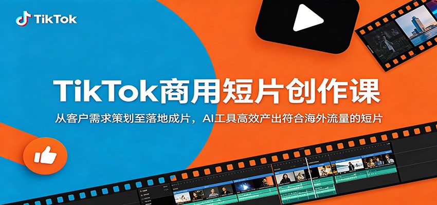 TikTok商用短片创作课：从客户需求策划至落地成片，AI工具高效产出符合海外流量的短片-青禾学社