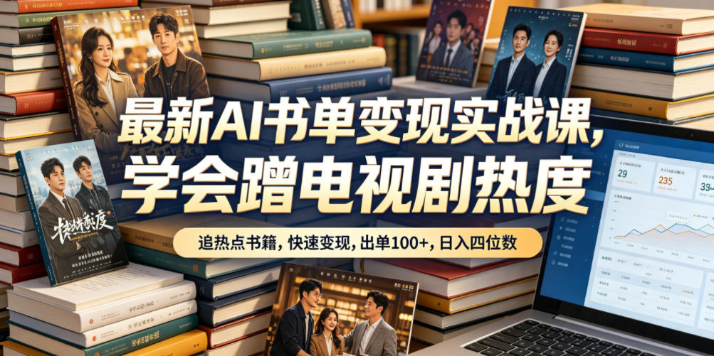 最新AI书单变现实战课，学会蹭电视剧热度，追热点书籍，快速变现，出单100+，日入四位数-青禾学社