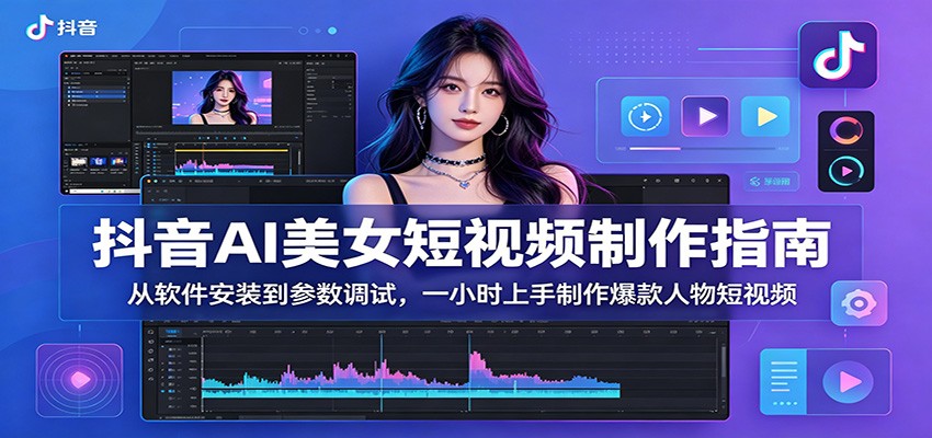 抖音AI美女短视频制作指南：从软件安装到参数调试，一小时上手制作爆款人物短视频-青禾学社
