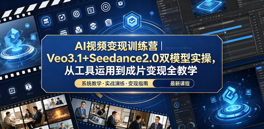 AI视频变现训练营｜Veo3.1+Seedance2.0双模型实操，从工具运用到成片变现全教学-青禾学社