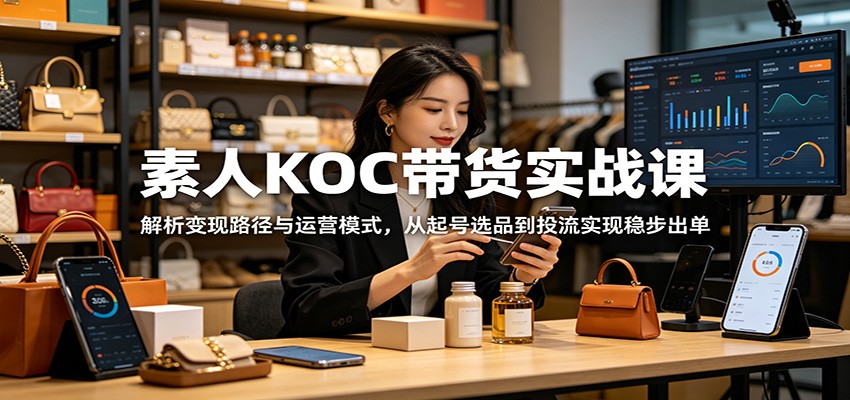 素人KOC带货实战课：解析变现路径与运营模式，从起号选品到投流实现稳步出单-青禾学社