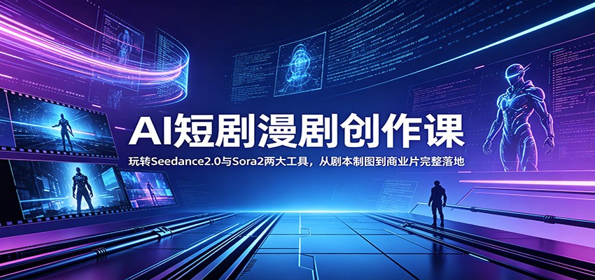 AI短剧漫剧创作课：玩转Seedance2.0与 Sora2两大工具，从剧本制图到商业片完整落地-青禾学社
