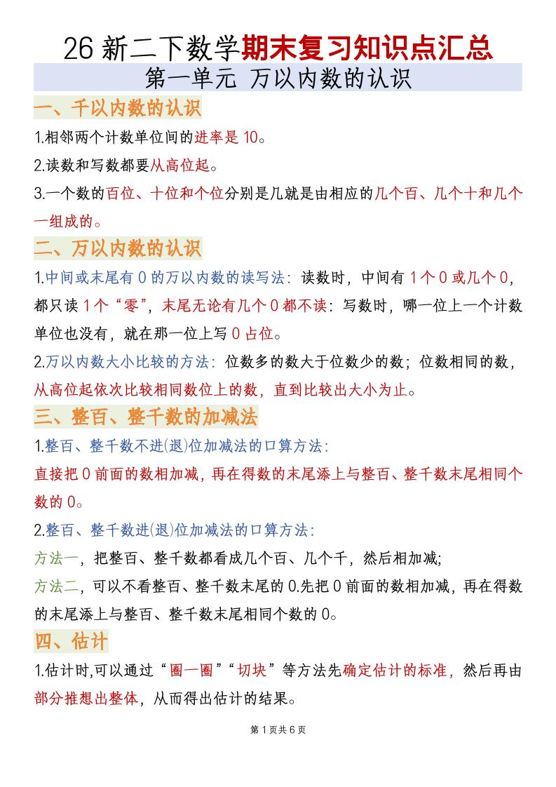 二年级下数学全册必备知识点汇总《青岛五四版》-青禾学社