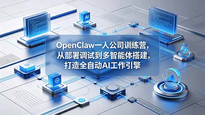 OpenClaw 一人公司训练营，从部署调试到多智能体搭建，打造全自动 AI 工作引擎-青禾学社