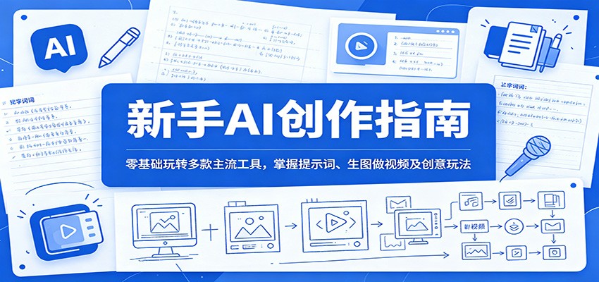 新手AI创作指南：零基础玩转多款主流工具，掌握提示词、生图做视频及创意玩法-青禾学社