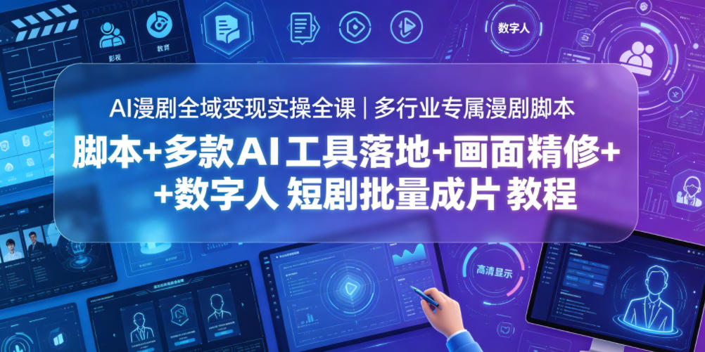 AI漫剧全域变现实操全课｜多行业专属漫剧脚本+多款AI工具落地+画面精修+数字人短剧批量成片全教程-青禾学社
