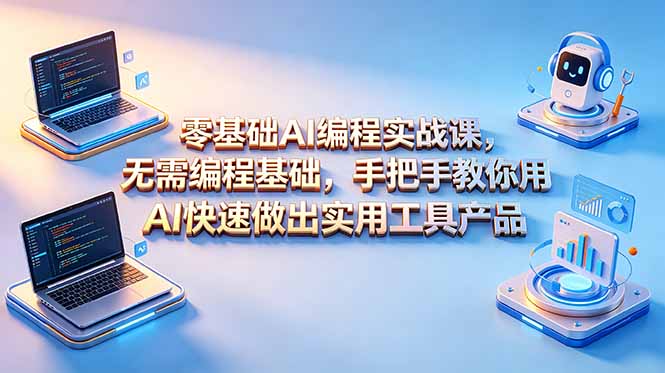 零基础AI编程实战课-更新，无需编程基础，手把手教你用AI快速做出实用工具产品-青禾学社