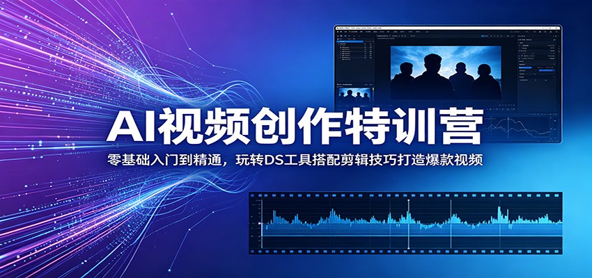 AI视频创作特训营：零基础入门到精通，玩转DS工具搭配剪辑技巧打造爆款视频-青禾学社