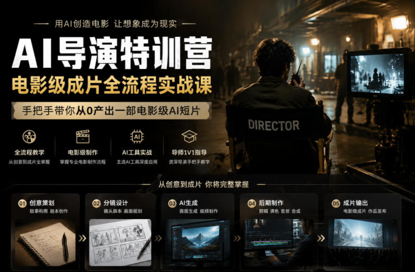 AI导演特训营，电影级成片全流程实战课，手把手带你从0产出一部电影级AI短片-青禾学社