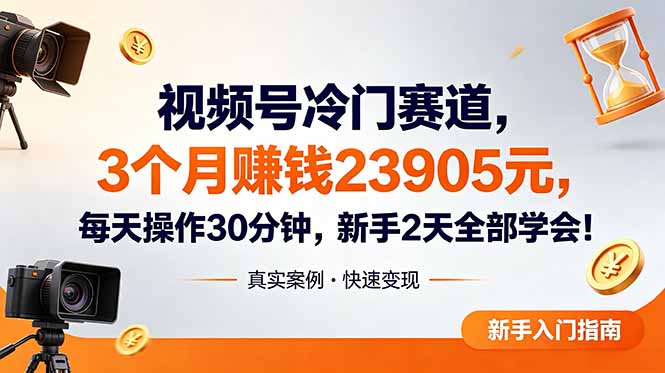 视频号冷门赛道，3个月变现23905元，新手2天学会 每天操作30分钟！-青禾学社