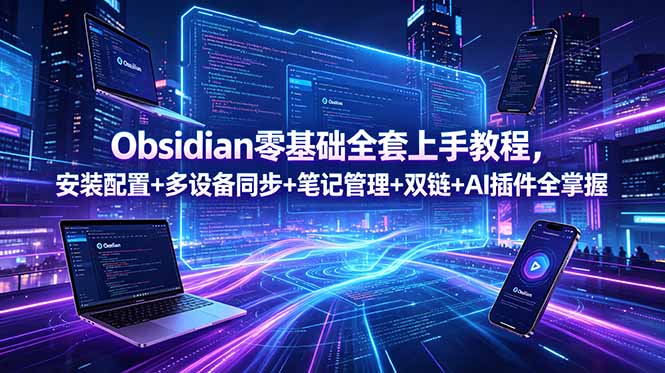 Obsidian零基础全套上手教程，安装配置+多设备同步+笔记管理+双链+AI插件全掌握-青禾学社