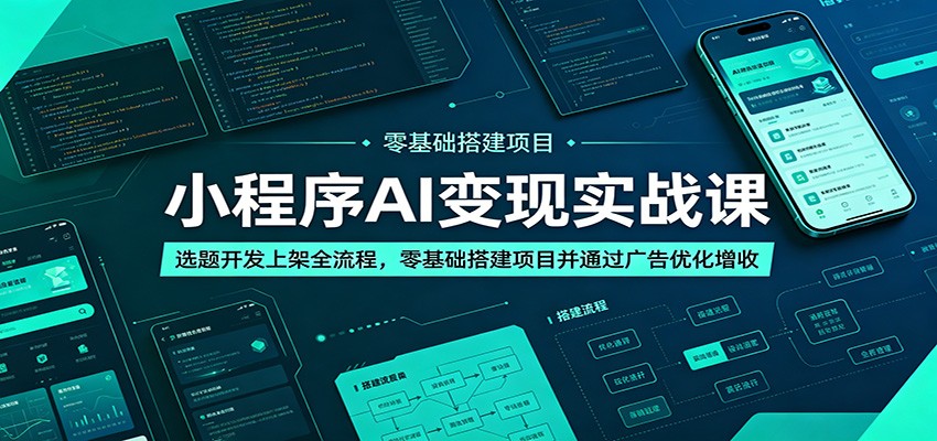 小程序AI变现实战课：选题开发上架全流程，零基础搭建项目并通过广告优化增收-青禾学社