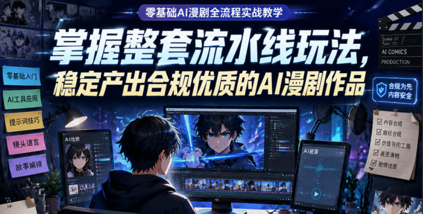 零基础AI漫剧全流程实战教学，掌握整套流水线玩法，稳定产出合规优质的AI漫剧作品-青禾学社