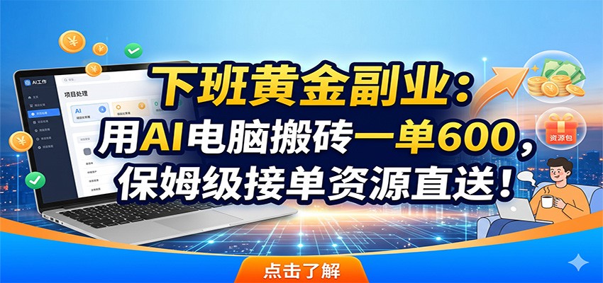 下班黄金副业：用AI电脑搬砖一单600，保姆级接单资源直送！-青禾学社