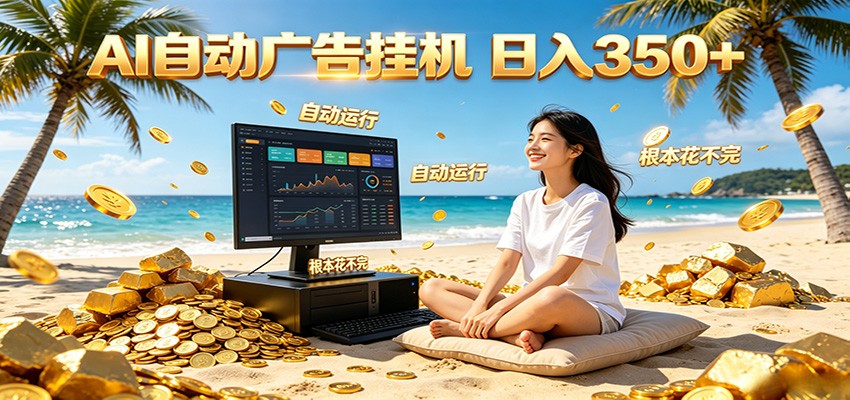AI自动广告挂机 日入350+ 真正做到躺赚式变现，根本花不完！-青禾学社