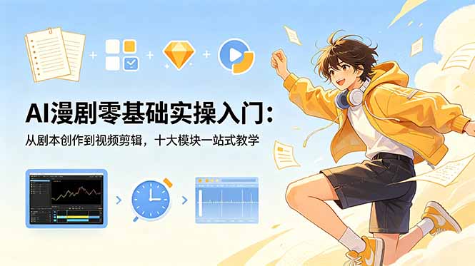 AI漫剧零基础实操入门：从剧本创作到视频剪辑，十大模块一站式教学-青禾学社
