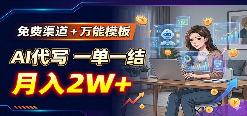 免费渠道+万能模板，AI代写一单一结，月入2W+-青禾学社