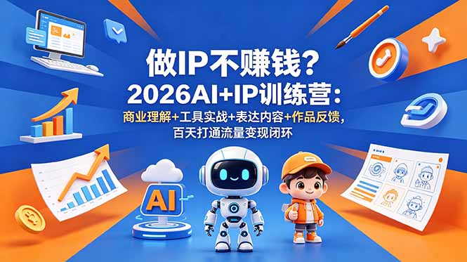 做IP不赚钱？2026AI+IP训练营：商业理解+工具实战+表达内容+作品反馈，百天打通流量变现闭环-青禾学社