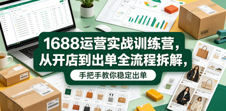 1688运营实战训练营，从开店到出单全流程拆解，手把手教你稳定出单-青禾学社