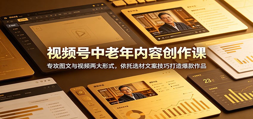 视频号中老年内容创作课：专攻图文与视频两大形式，依托选材文案技巧打造爆款作品-青禾学社