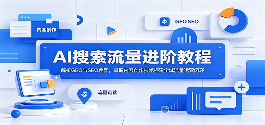 AI搜索流量进阶教程：解析GEO与SEO差异，掌握内容创作技术搭建全域流量运营闭环-青禾学社