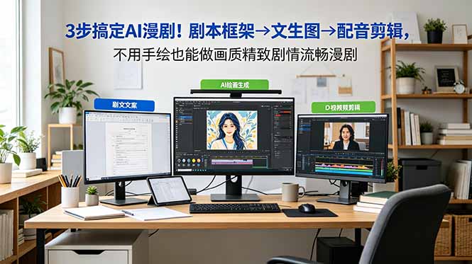3步搞定AI漫剧!剧本框架→文生图→配音剪辑,不用手绘也能做画质精致剧情流畅漫剧-青禾学社