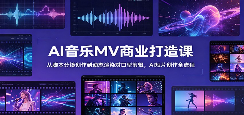 AI音乐MV商业打造课：从脚本分镜创作到动态渲染对口型剪辑，AI短片创作全流程-青禾学社