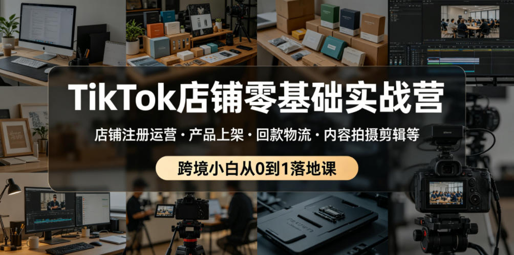 TikTok店铺零基础实战营，店铺注册运营・产品上架・回款物流・内容拍摄剪辑等 ，跨境小白从0到1落地课-青禾学社